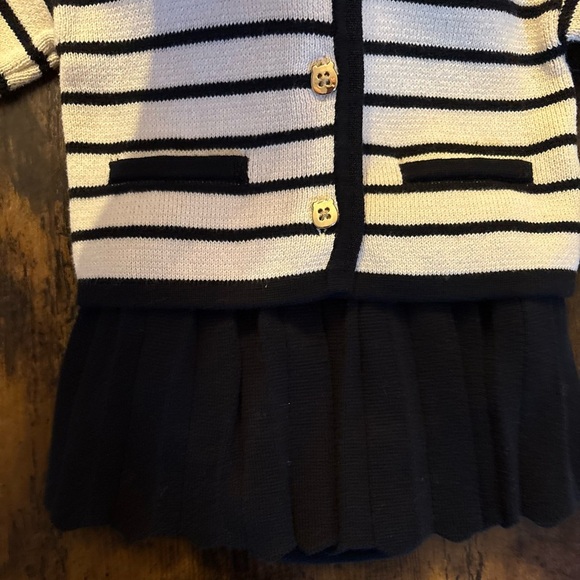 GAP Black & Cream Striped Cardigan & Pleated Skort Set - Picture 2 of 4